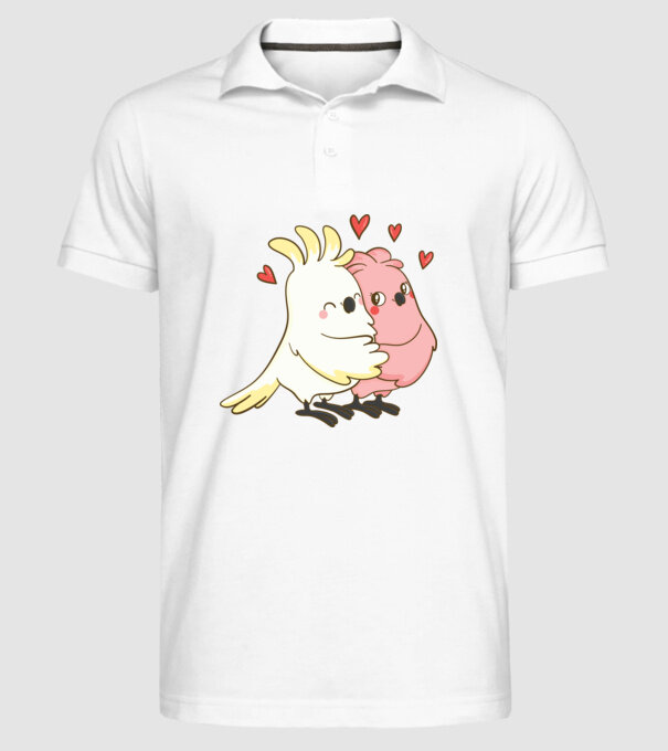 PAPAGALI ÎNDRĂGOSTIȚI model alb pe tricou