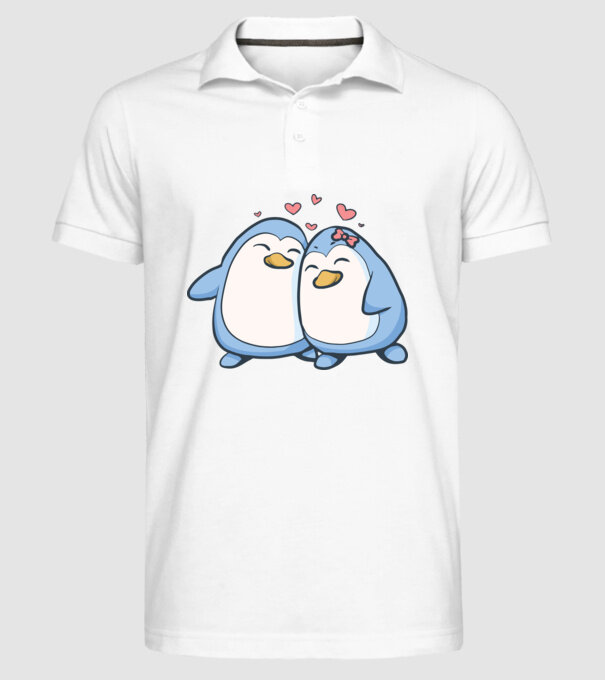PINGUIN ÎNDRĂGOSTIT model alb pe tricou