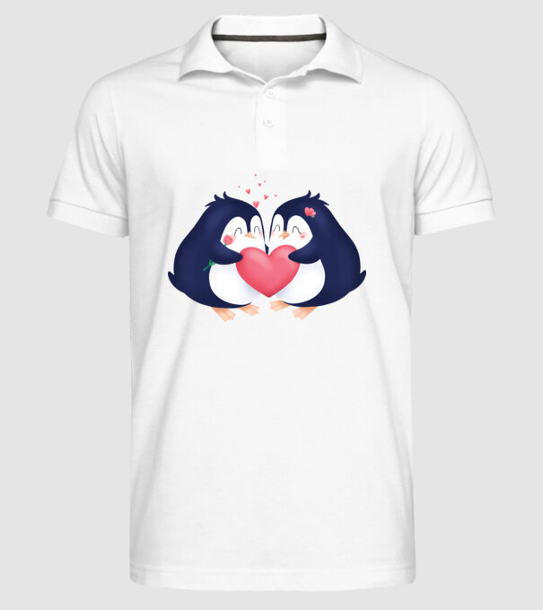 PINGUIN ÎNDRĂGOSTIT model alb pe tricou