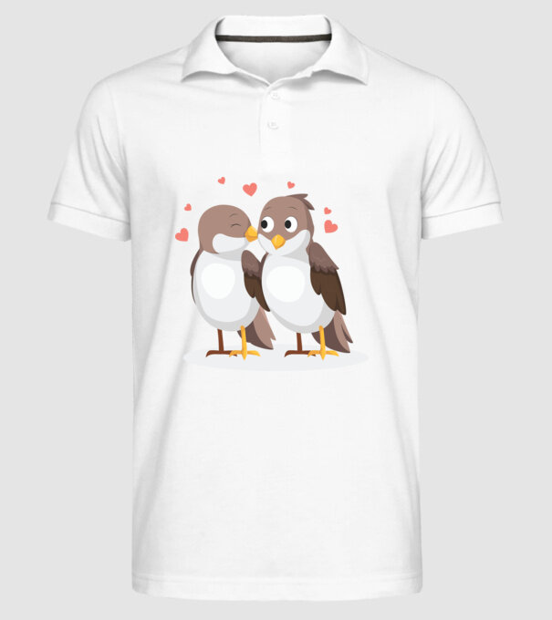 VRĂBII ÎNDRĂGOSTITE model alb pe tricou