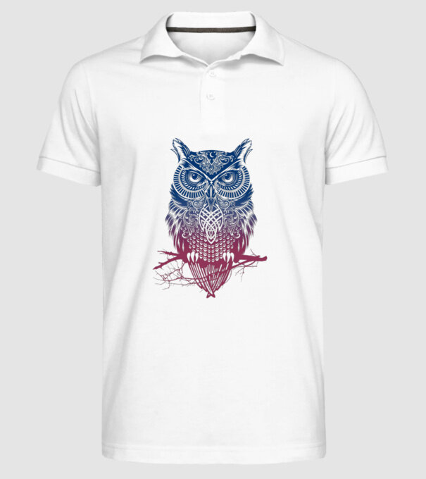 Bufniță colorată model alb pe tricou