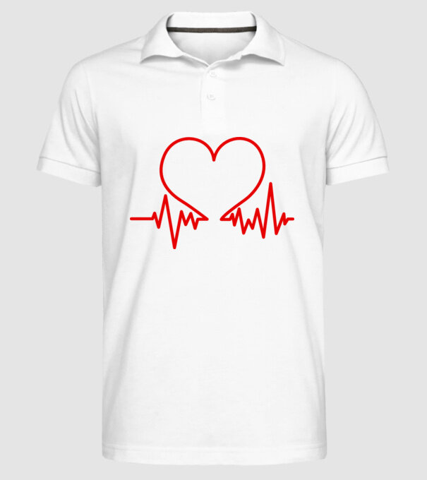 ECG inimă model alb pe tricou