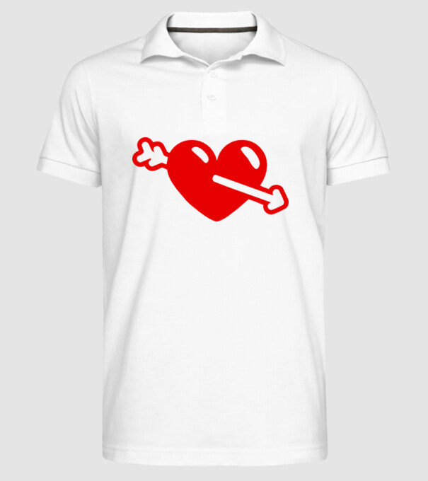 inimă cu săgeată model alb pe tricou