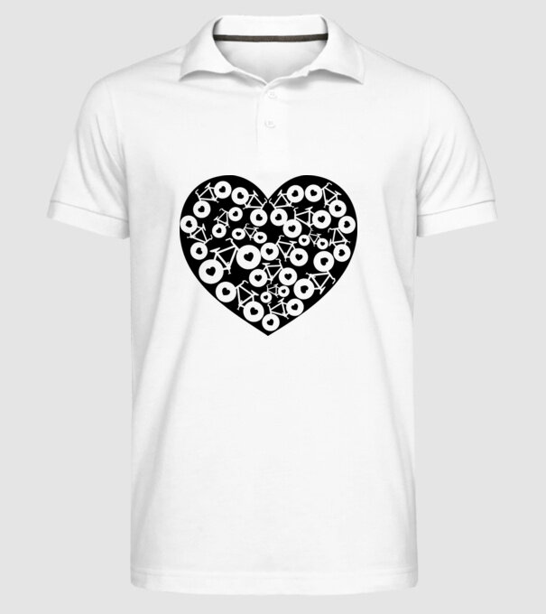 Inima bicicleta model alb pe tricou