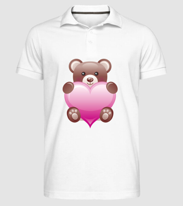 Ursuleț inimos model alb pe tricou