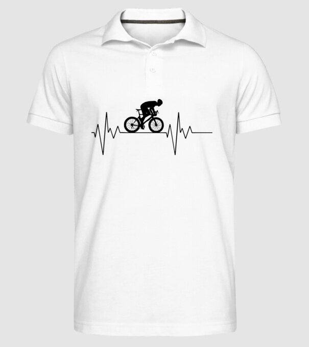 Biker Heartbeat model alb pe tricou