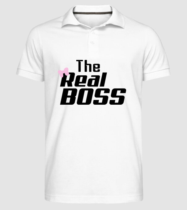 The real boss model alb pe tricou
