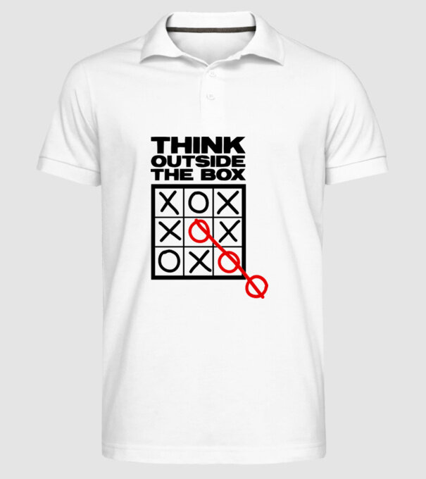 Think outside the box model alb pe tricou