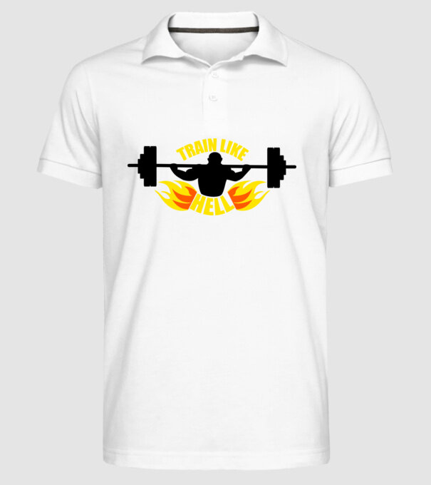 Train like hell model alb pe tricou