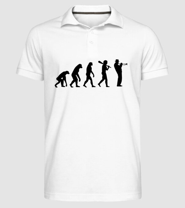 Trombitás evolúció model alb pe tricou