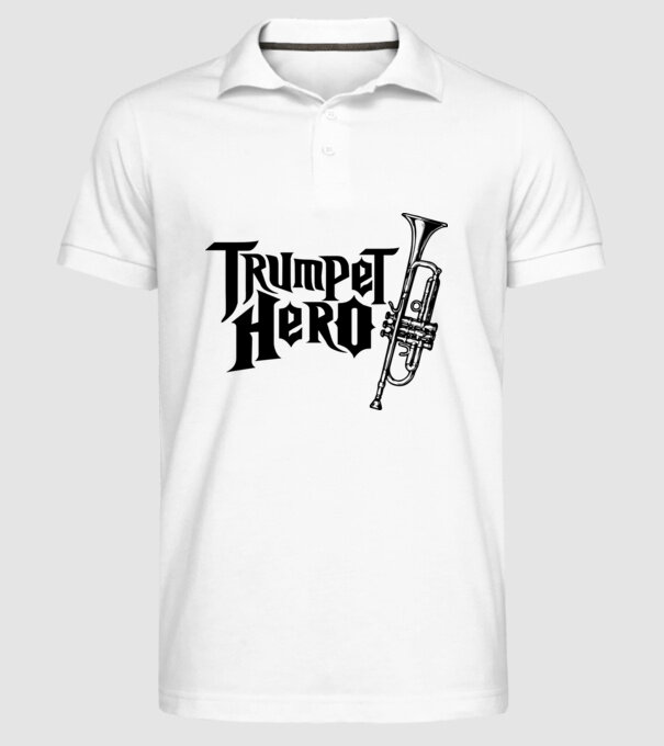 Trumpet Hero model alb pe tricou