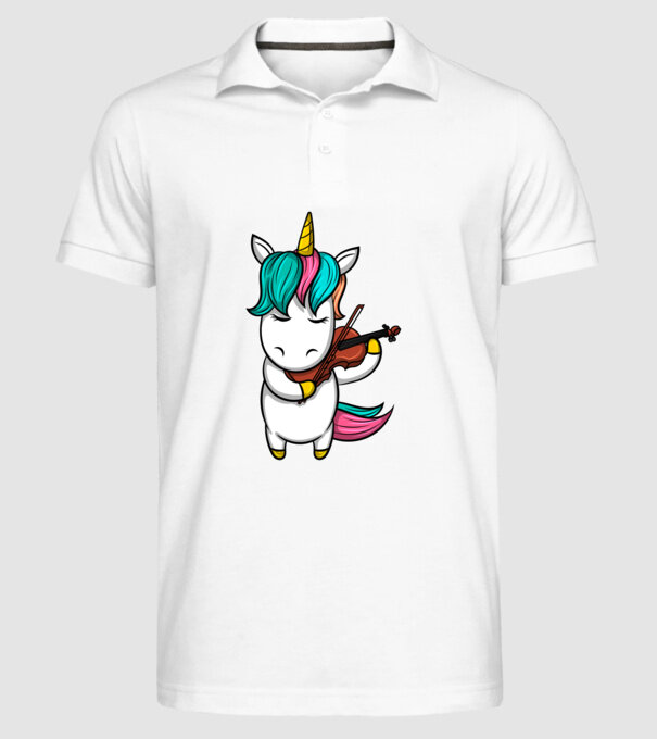 Unicorn Violin model alb pe tricou
