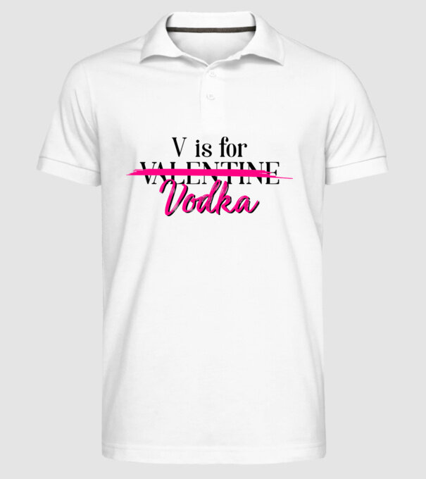 V for Vodka model alb pe tricou