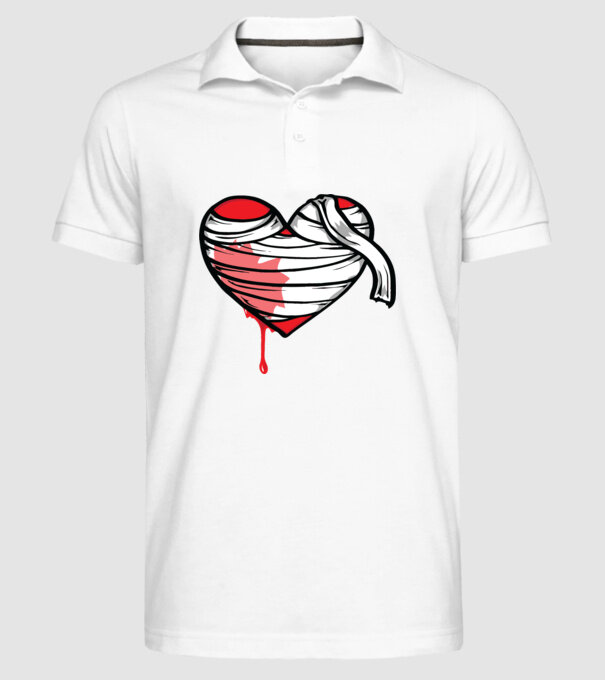 Inimă sângerândă model alb pe tricou