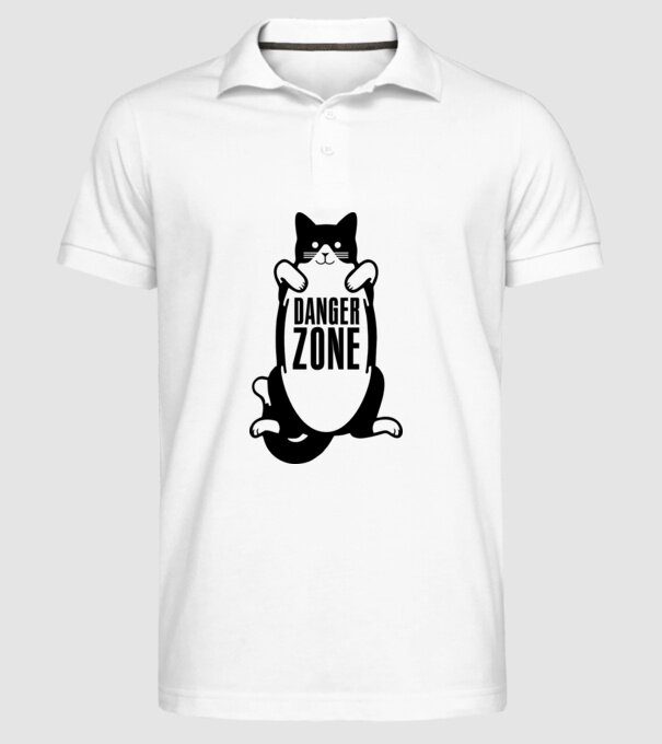 Zonă de pericol pisică model alb pe tricou