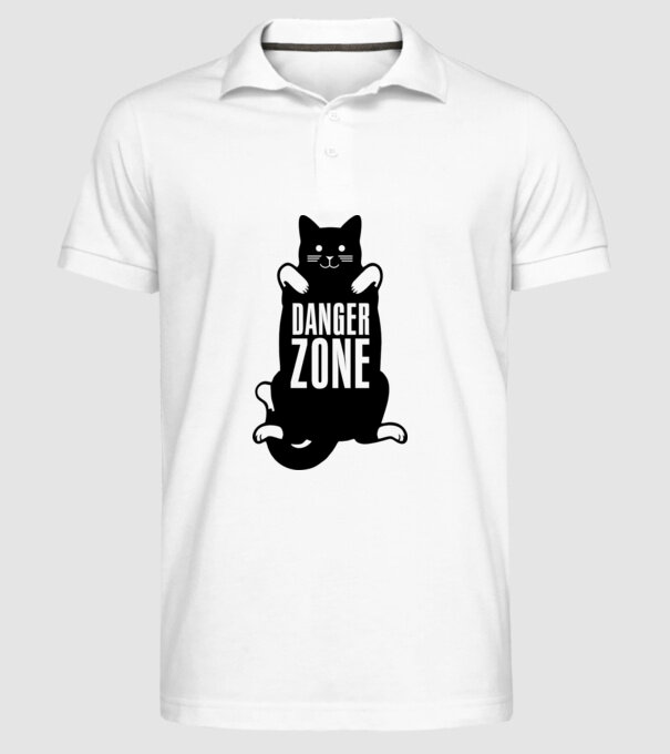 Zonă de pericol pisică model alb pe tricou