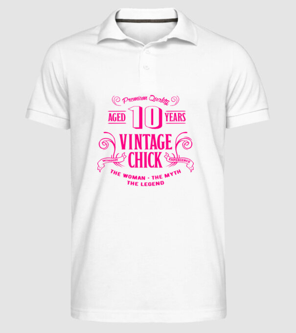 Vintage Chick - 10 model alb pe tricou