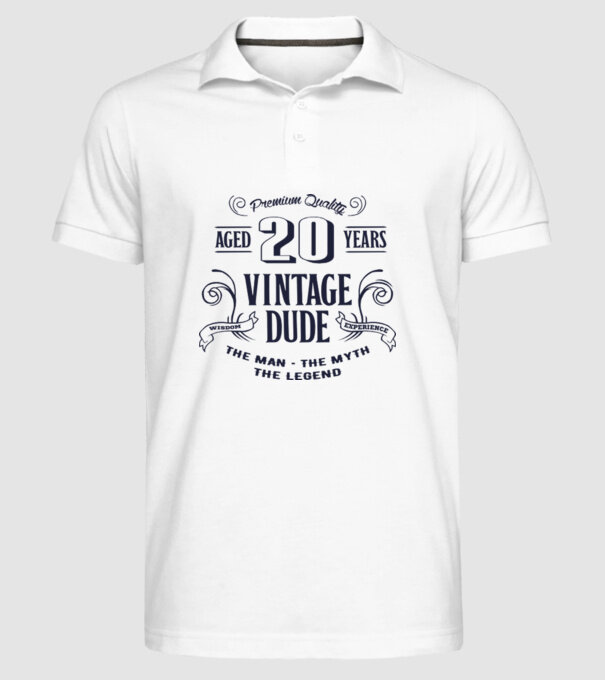 Vintage Dude - 20 model alb pe tricou