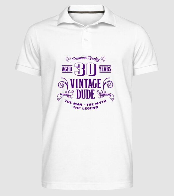 Vintage Dude - 30 model alb pe tricou