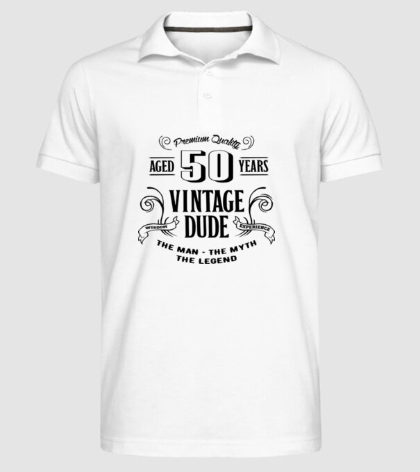 Vintage Dude - 50 model alb pe tricou