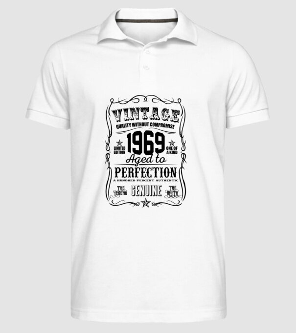 Vintage perfection 1969 model alb pe tricou