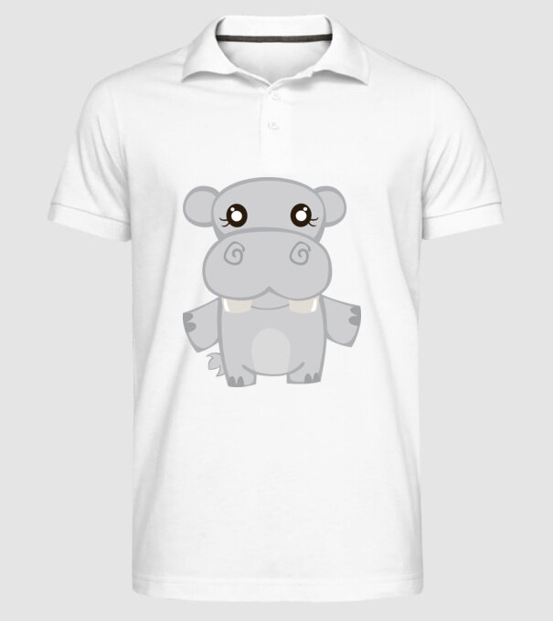 Hipopotam model alb pe tricou