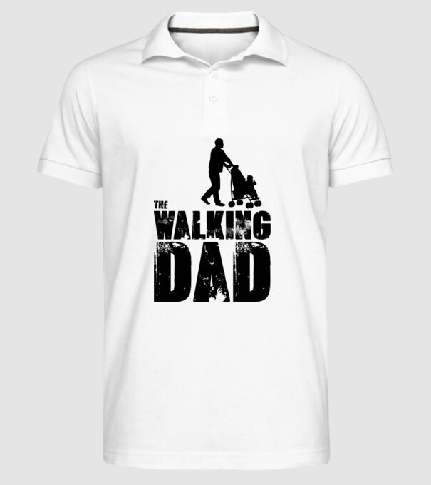 Walking dad model alb pe tricou
