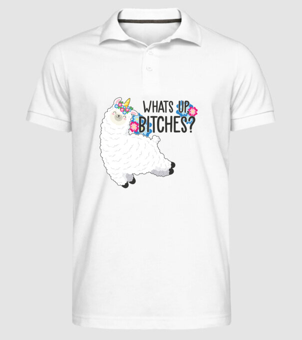 Whatsup bitches model alb pe tricou