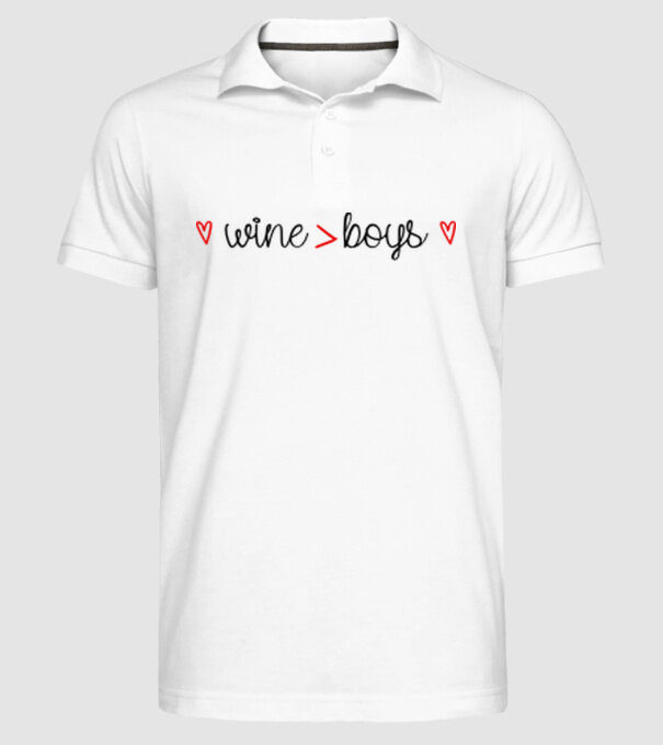 Wine and boys model alb pe tricou