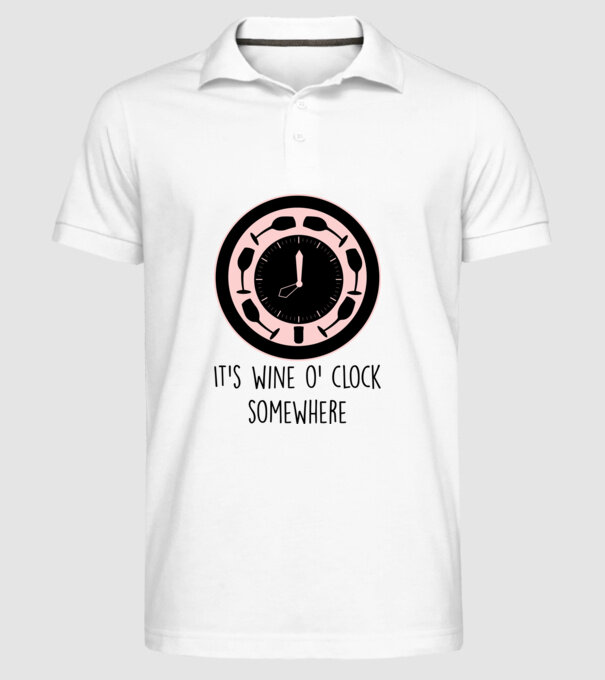 Wine o clock model alb pe tricou