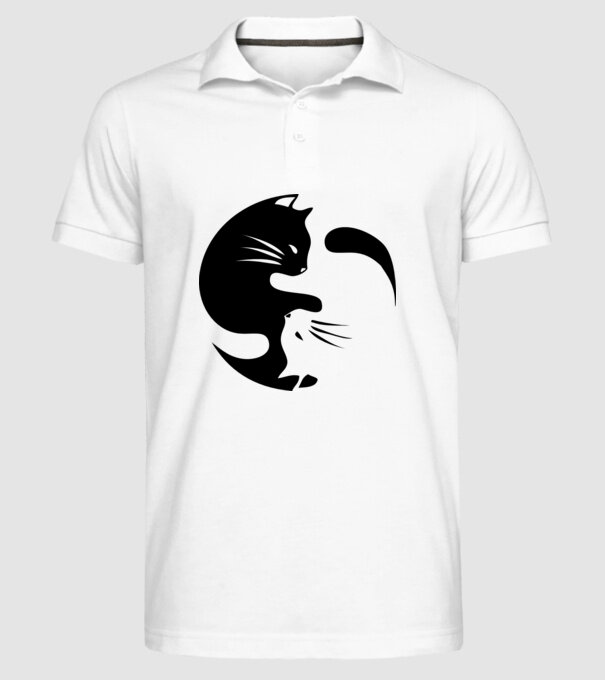 Yin Yang Pisică model alb pe tricou