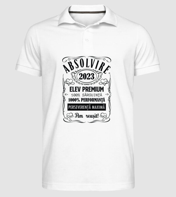 Absolvire Premium model alb pe tricou