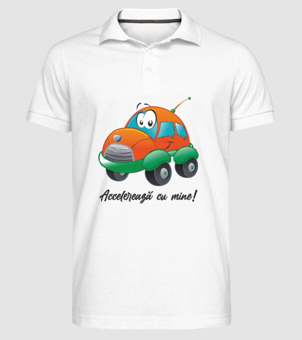 accelerează cu mine model alb pe tricou