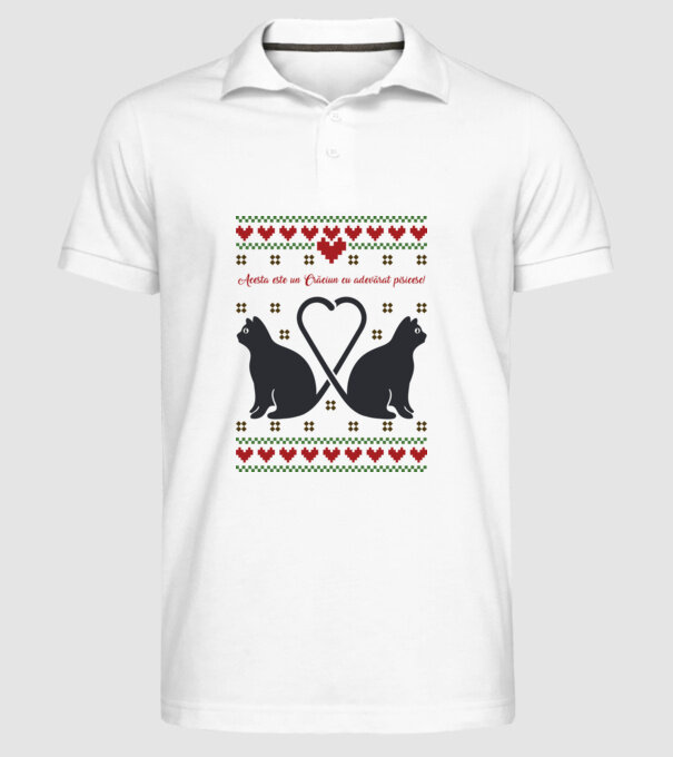 acesta este un Crăciun cu adevărat pisicesc model alb pe tricou