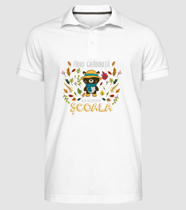 Adio grădiniță, acum sunt deja școlar model alb pe tricou
