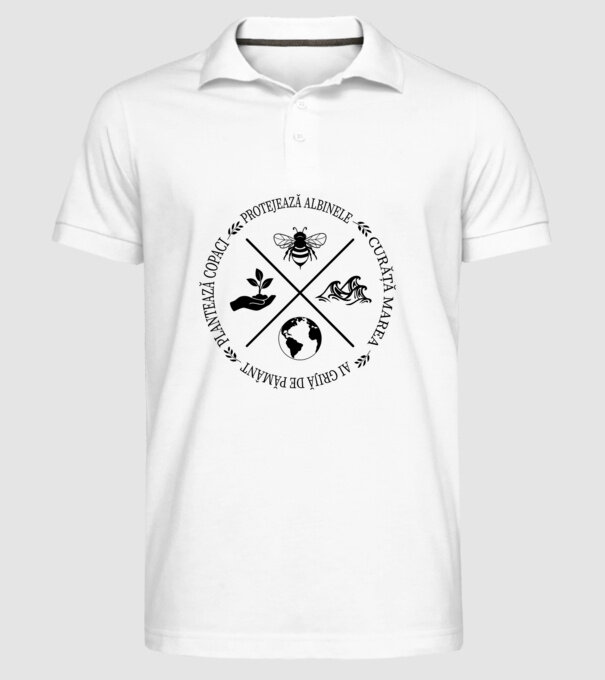 Ai grijă de Pământ model alb pe tricou