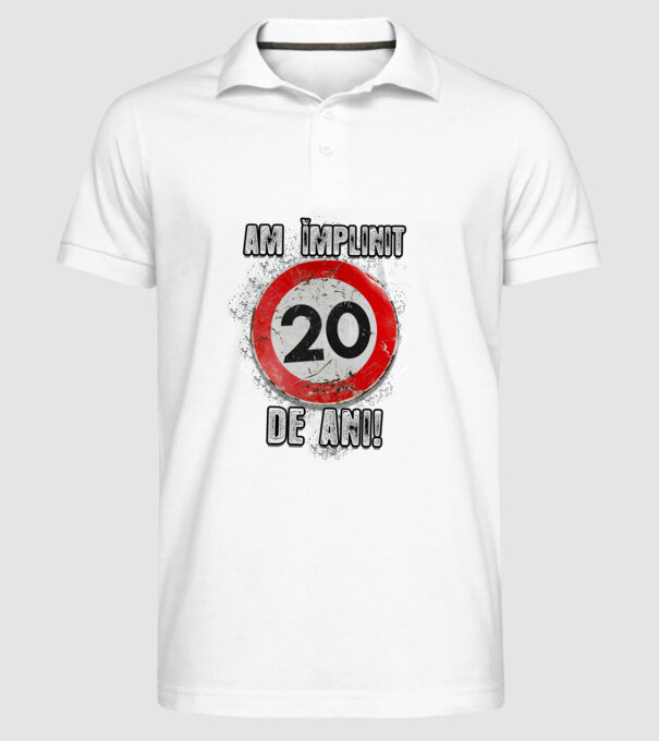 Am împlinit 20 de ani! model alb pe tricou