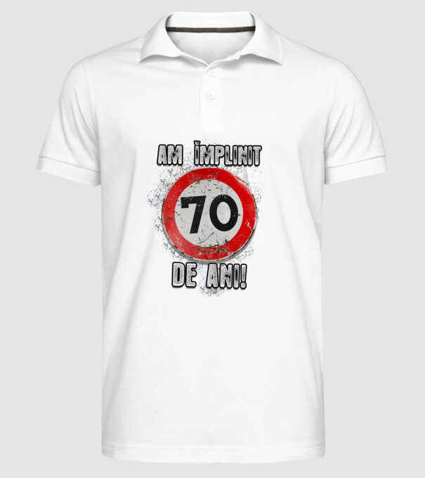 Am împlinit 70 de ani! model alb pe tricou