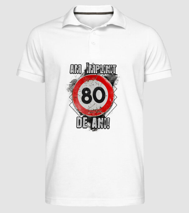 Am împlinit 80 de ani! model alb pe tricou