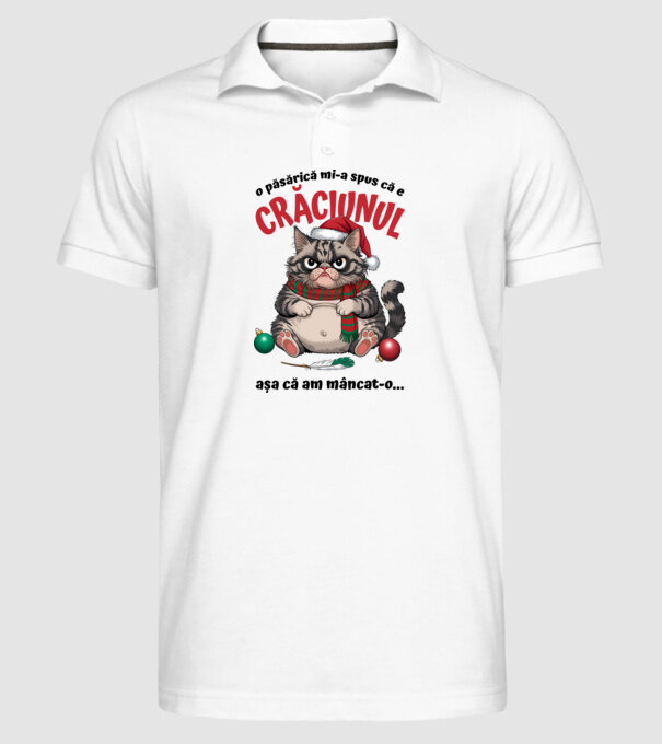 Am mâncat pasărea Crăciun pisică Alb model alb pe tricou