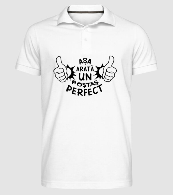 Așa arată un poștaș perfect model alb pe tricou