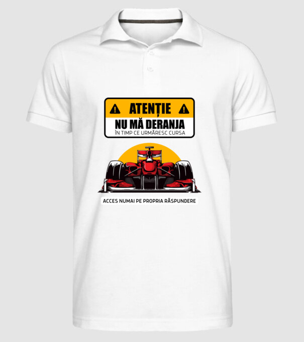 Atenție model alb pe tricou