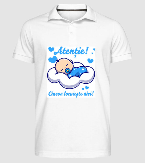 Atenție! Cineva locuiește aici! model alb pe tricou