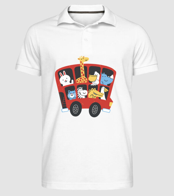 Autobuze model alb pe tricou