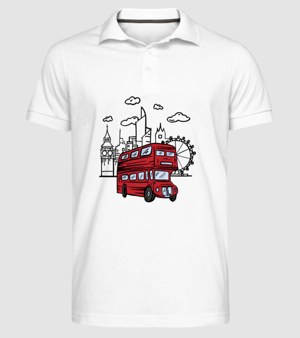 Autobuze model alb pe tricou