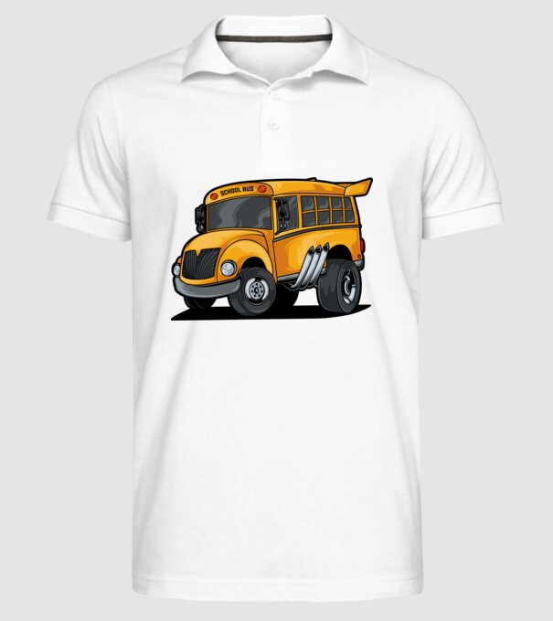 Autobuze model alb pe tricou