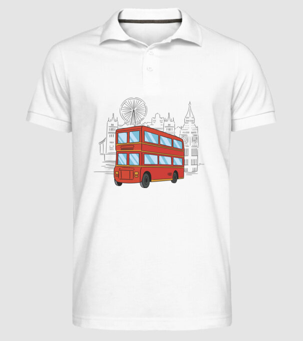 Autobuze model alb pe tricou