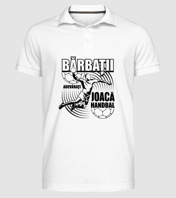 Bărbații adevărați joacă handbal model alb pe tricou