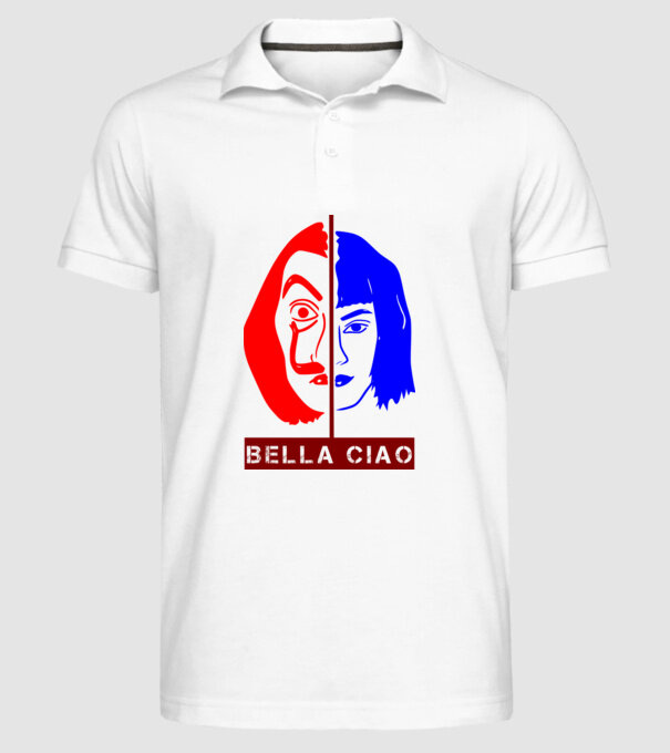 bella ciao tokyo model alb pe tricou