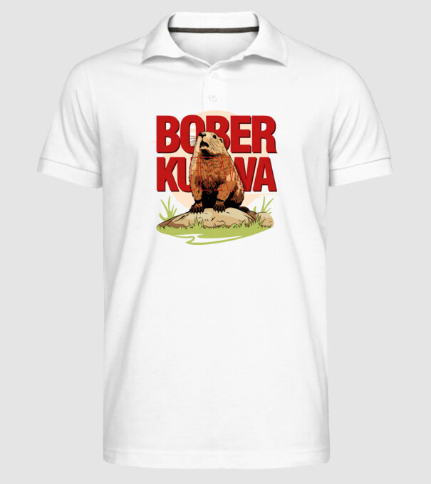 BOBER model alb pe tricou